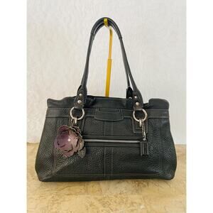 Coach Large penelope F13160 black pebble Leather Satchel BAG PURSE
